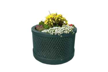 28-inch Round Outdoor Planter Box - Expanded Metal Mesh 