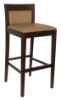 Wood Upholstered Square Inset Back Bar Stool in Standard Black Vinyl