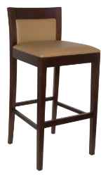 Wood Upholstered Square Inset Back Bar Stool in Standard Black Vinyl