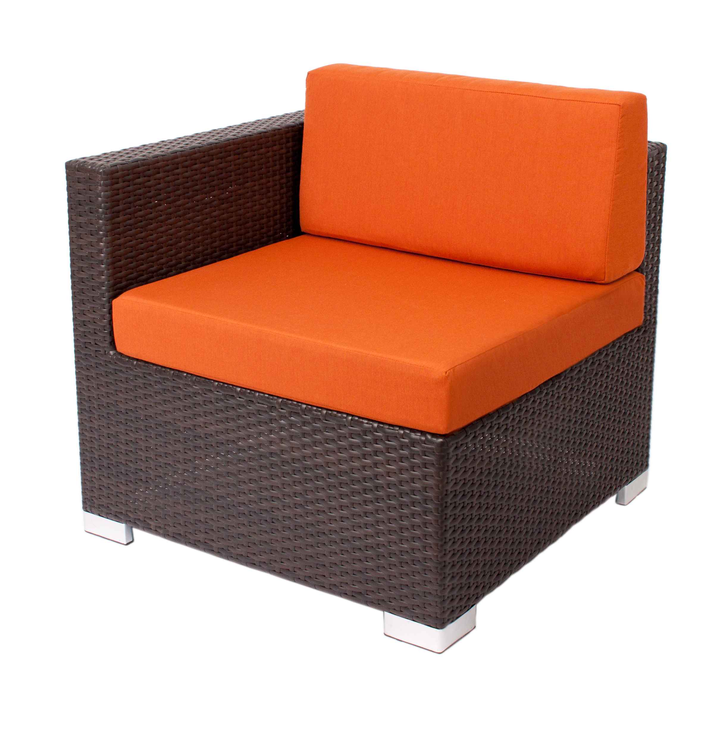 Aruba Left / Right Arm Sofa Section Aluminum - Java Synthetic Wicker No Cushions