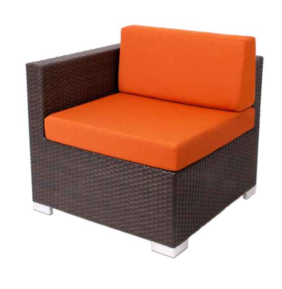 Aruba Left / Right Arm Sofa Section Aluminum - Java Synthetic Wicker No Cushions