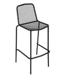 Avalon Outdoor Stacking Barstool E-coated, Powder Coated  Micro-Mesh Steel - Black