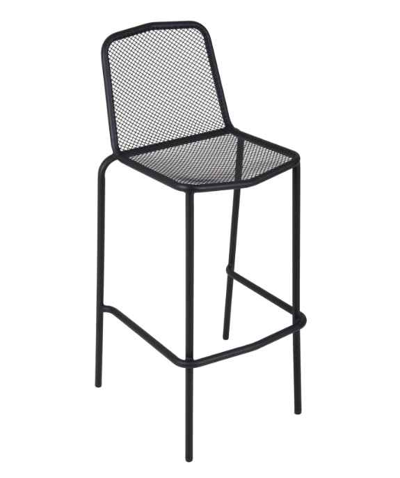 Avalon Outdoor Stacking Barstool E-coated, Powder Coated  Micro-Mesh Steel - Black