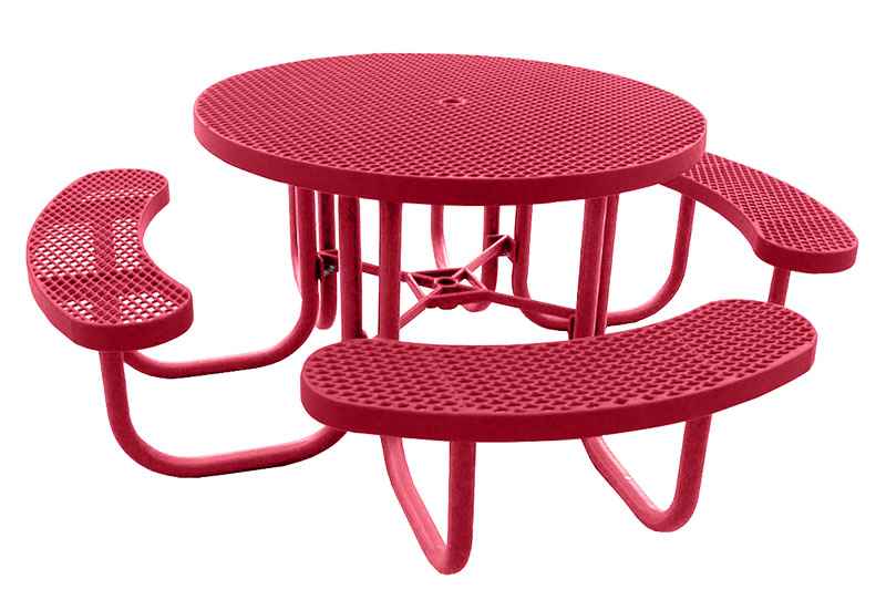Champion 4' Round Freestanding Picnic Table - Expanded Metal Mesh 