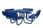 Champion 4 Square Freestanding Picnic Table with Backrests - Expanded Metal Mesh 