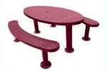 Champion 6 Oval Freestanding Picnic Table - Expanded Metal Mesh 