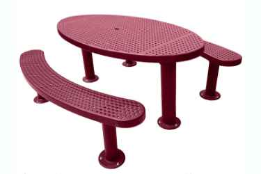 Champion 6 Oval Freestanding Picnic Table - Expanded Metal Mesh 