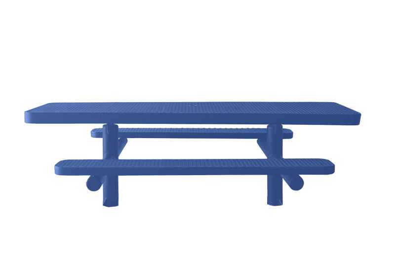 Champion 8' ADA Accessible Double Pedestal Direct Bury Picnic Table - Expanded Metal Mesh 