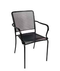 Delmarva Outdoor Armchair Micro Mesh Seat & Back Powder Coated Steel - Black