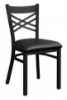 Cross Back Metal Chair - Textured Black Finish, Vinyl Seat