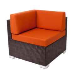 Aruba Corner Sofa Section Aluminum - Java Synthetic Wicker No Cushions