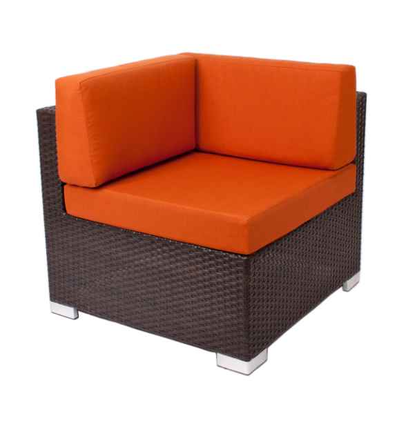 Aruba Corner Sofa Section Aluminum - Java Synthetic Wicker No Cushions