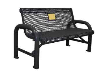 Grand Contour Outdoor Bench With Back - Expanded Metal Mesh 