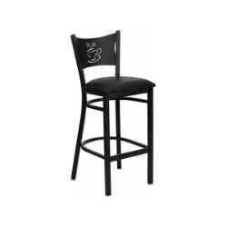 HERCULES Series Black Coffee Back Metal Restaurant Bar Stool - Black Vinyl Seat