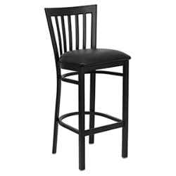 HERCULES Series Black School House Back Metal Restaurant Bar Stool - Black Vinyl Seat