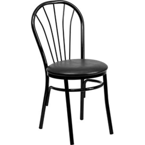 HERCULES Series Fan Back Metal Chair - Black Vinyl Seat