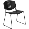Hercules Series 400 LB. Capacity Black Plastic  Stack Chair  with Black Powder Coated Frame Finish