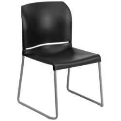 Hercules Series Black Full Back Contoured Stack Chair with Sled Base