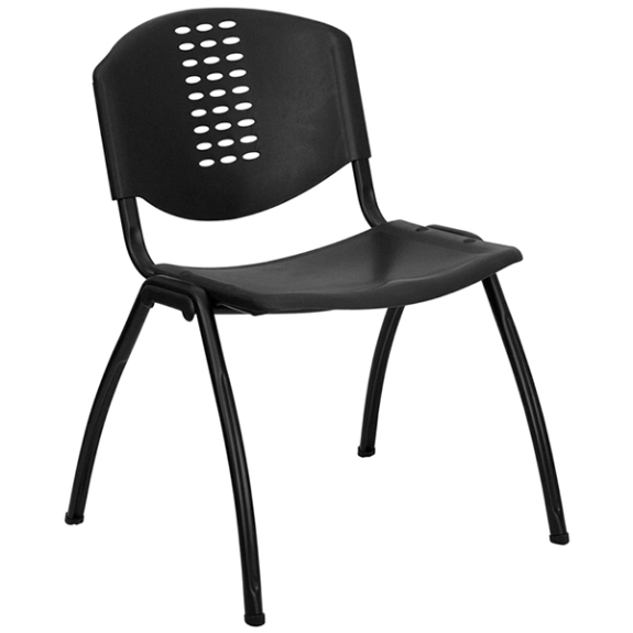 Hercules Series Black Polypropylene Stack Chair  with Black Frame Finish