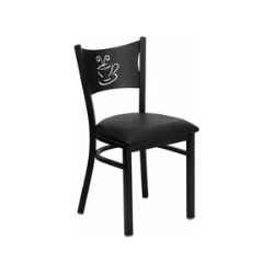 Hercules Series Black Coffee Back Metal Restaurant Chair - Black Vinyl Seat