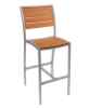 Key West Outdoor Side Bar Stool - Synthetic Teak Slats, Powder Coated Aluminum Frame