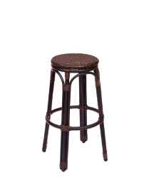 Dockside Outdoor Backless Barstool  Black Powder Coat Aluminum Frame - Black/Brown Synthetic Wicker