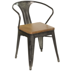 Metal Galvanized Arm Chair
