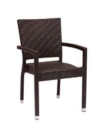 Tampico Outdoor Stacking Armchair - Aluminum Frame - Java Synthetic Wicker
