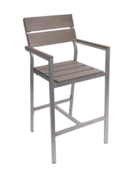 Baywatch Outdoor Arm Barstool Wide Gray Synthetic Teak