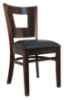 Square Hole Back Wood Chair - Black Vinyl Seat, Dark Mahogany Finish 