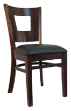 Square Hole Back Wood Chair - Black Vinyl Seat, Dark Mahogany Finish