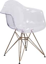Temptation Transparent Side Chair with Gold Frame