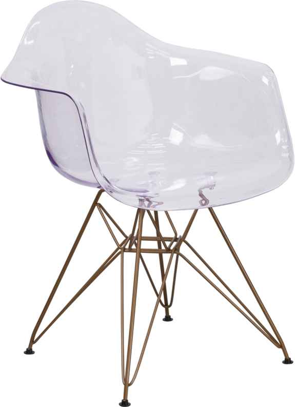 Temptation Transparent Side Chair with Gold Frame