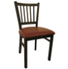 Vertical Back Metal Chair - Textured Black Finish, Vinyl Seat