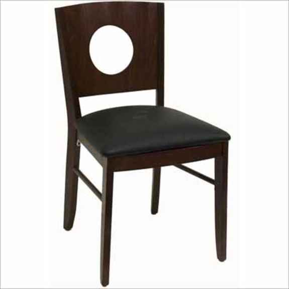 Square Back With Full Moon, Upholstered Wood Chair