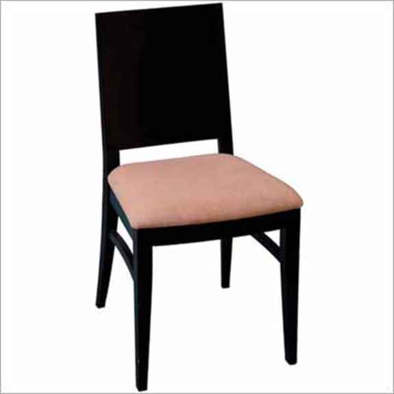 Straight Solid Back Upholstered Wood Chair