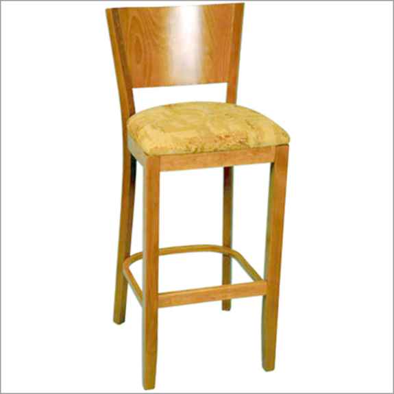 Curved Solid Back Wood Bar Stool