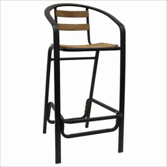 Aluminum/Wood Outdoor Restaurant Bar Stool