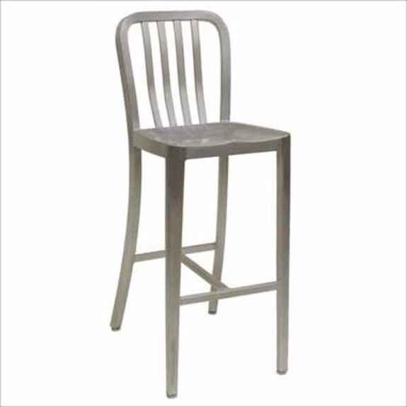 Slat Back Brushed Aluminum Bar Stool
