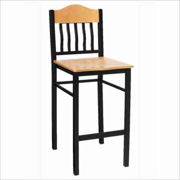 Slat Back With Wood Top , Metal Bar Stool