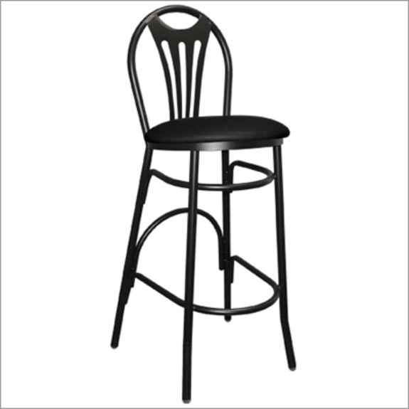 Fan Back With Hand Hold Cutout , Metal Bar Stool