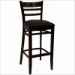Flared Ladder Back, Upholstered Wood Bar Stool-Dark Mahogany
