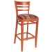 Flared Ladder Back, Upholstered Wood Bar Stool-Dark Mahogany