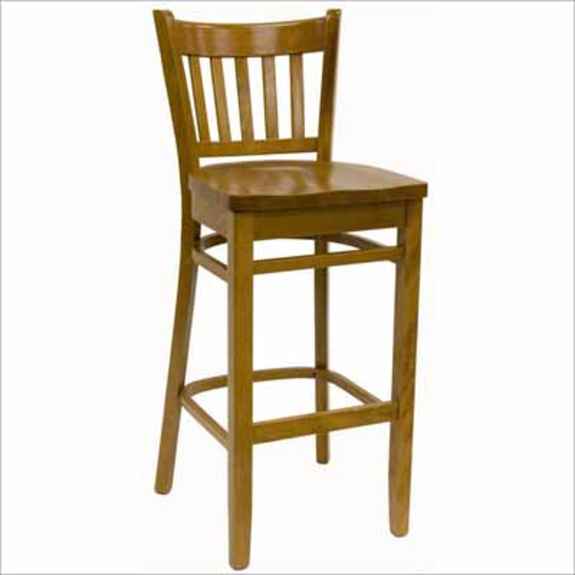 5 Slat Back Wood Bar Stool