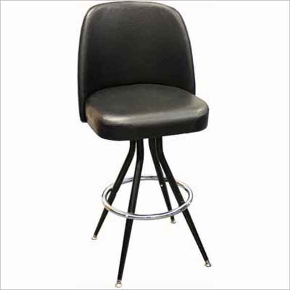 Jumbo Seat & Flaired Black Metal Base, Swivel Bar Stool