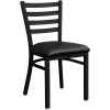 Ladder Back Metal Chair - Textured Black Finish, Vinyl Seat