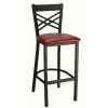 Cross Back Metal Bar Stool - Textured Black Finish, Vinyl Seat
