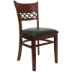 Lattice Back Wood Chair - Black Vinyl Seat, Dark Mahogany Finish