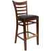 Ladder Back Wood Bar Stool - Black Vinyl Seat
