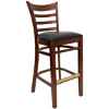 Ladder Back Wood Bar Stool - Black Vinyl Seat